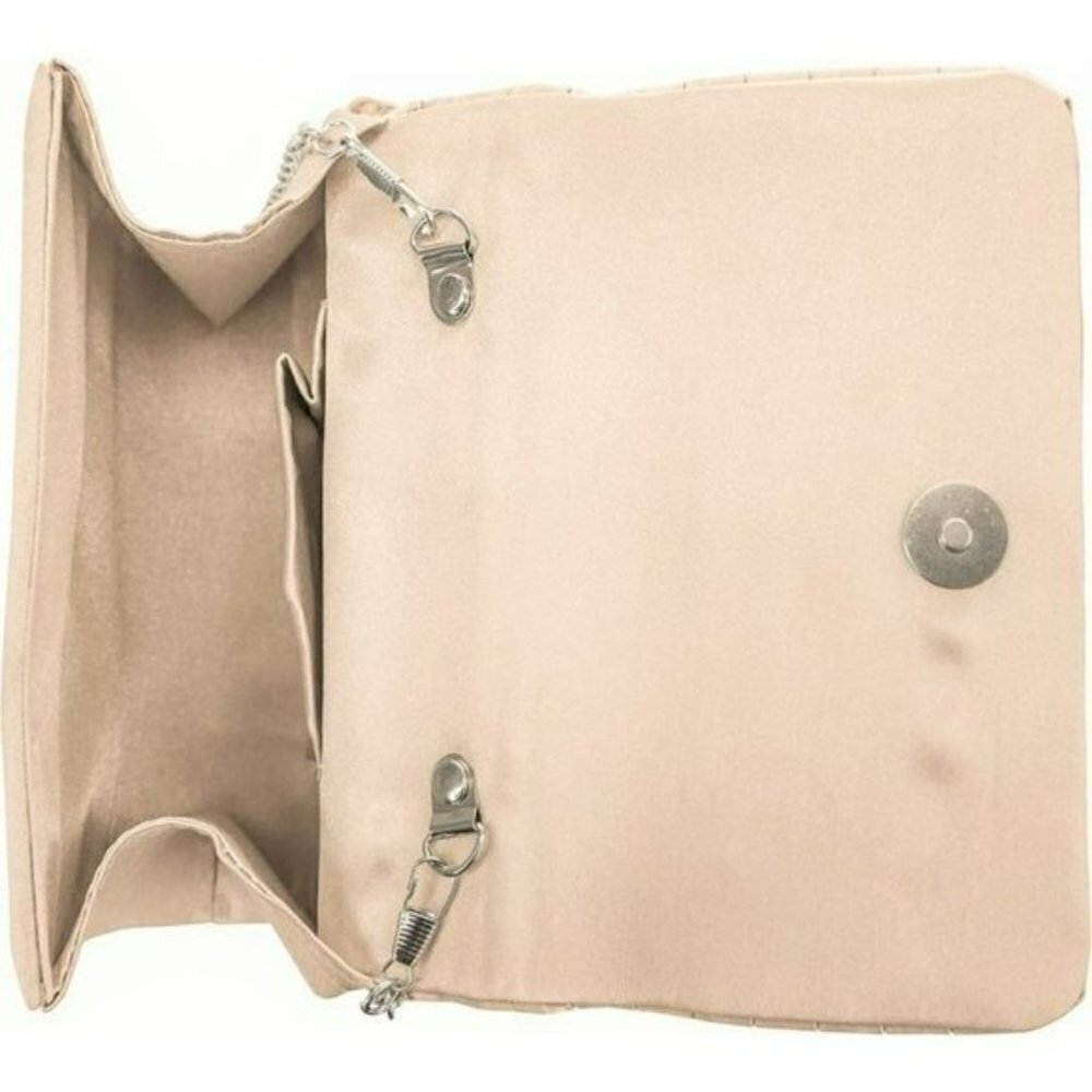 NWT Jessica McClintock Rhinestones Satin Party Clutch Evening Crossbody Bag - Picture 5 of 5